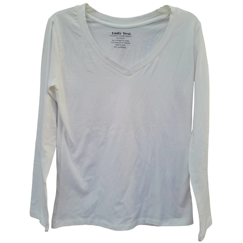 Lady Vesi White Crew Neck Long Sleeve Shirt Medium